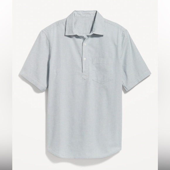 Old Navy Men’s Everyday Built-In Flex Henley Oxford Shirt - Picture 1 of 6